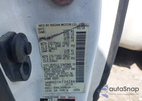 2018 Nissan Frontier S z USA, uszkodzony, nr VIN 1N6BD0CT2JN734286